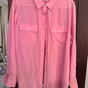 J Crew Pink Silk Button-Up Shirt